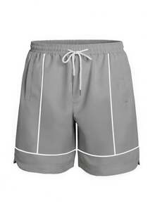 1pc Men Shorts, Loose, Casual, Versatile, Light Gray, Spring/Summer/Autumn