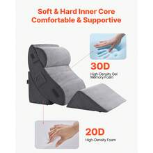 Wedge Pillow For Sleeping, 4 Pcs Adjustable Orthopedic Bed Wedge Set, Support Leg Neck Shoulder, Post Surgery Pillow For Back Pain, Acid Reflux, Snoring Relief, Sitting Up In Bed, Dark Grey - Dark Grey - View 2