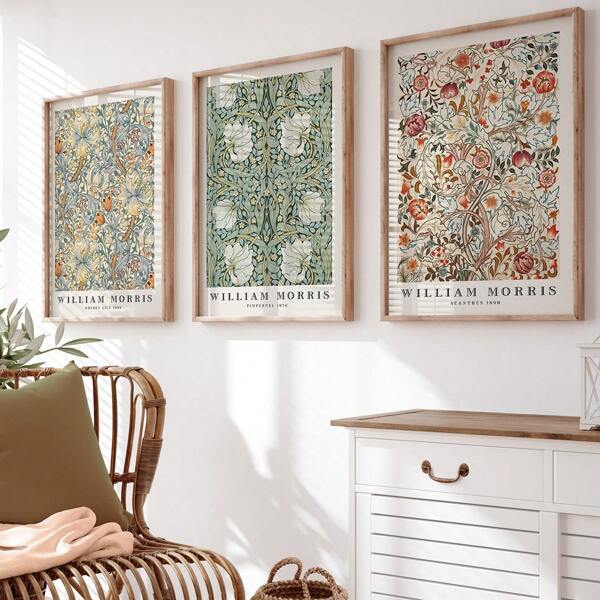 3pcs William Morris Art Prints - Unframed Canvas Posters, Classic & Contemporary Floral Designs, Ideal For Bedroom, Living Room, Home Office Wall Decor, Botanical Artwork, Best For Christmas