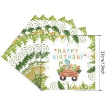 16 szt./jednorazowych serwetek zaprojektowanych specjalnie na przyjęcia urodzinowe dla dzieci z motywem kreskówkowych dinozaurów