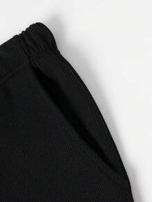 Plus Size Women's Drawstring Pockets Sports Leggings, Suitable For Fitness, Jogging, Outdoor Leisure, All Season - Black - View 6