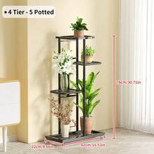 1pc Iron Flower Stand, Black/White Minimalist Style Plant Rack, Suitable For Living Room, Balcony Decor, 4-8 Tier Multi-Layer Storage Shelf, Multifunctional Display Rack - Black - View 12