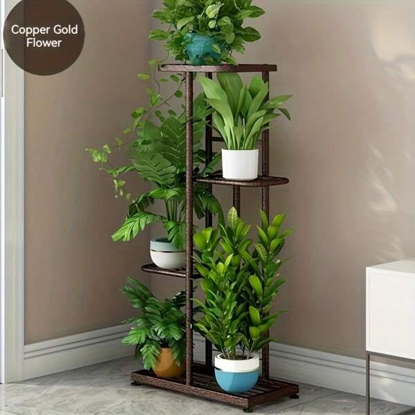 [High Quality]1pc Plant Stand 4 Tiers 5 Potted Plants Indoor Outdoor Metal Flower Stand For Garden Terrace Corner Bathroom Living Room Balcony Home, Christmas, New Year