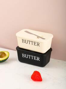 1 đĩa đựng bơ bằng nhựa kèm dao phết bơ và nắp, hộp đựng bơ dùng để nướng bánh và làm quà tặng trong bếp, đĩa đựng bơ kín có thể đặt trên quầy hoặc trong tủ lạnh, máy rửa chén - Nhiều màu - Xem 4