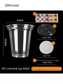 10pcs 20Pcs 50pcs/Set 360/400/420/500/520ml Plastic Drinking Cups With Lids Disposable Cups For DIY Iced Coffee Smoothie Cold Drinks Thick Direct Drinking Cup Milkshake Hot Coco Birthday Party Supplies With Random Kawaii Sticks
