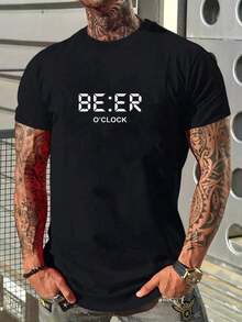 Tricou grafic cu litere de Crăciun pentru bărbați - Articol popular - Negru - Vizualizare 8