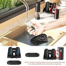 可充电电动盐和胡椒研磨器套装，海盐和玫瑰盐研磨器套装，带充电底座，2 件套，带收纳底座，LED 灯，研磨粗细可调，易于清洁，厨房必备，电动香料研磨工具，节日礼物 - 彩色 - 查看 7