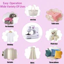 IAGREEA 多功能便携式电动缝纫机：12 针，2 速，直流电源，内置夜灯，包缝和绕线，带梭芯套件和脚踏板 | 适合初学者/青少年/业余爱好者 - 适合家庭 DIY、修补和工艺品制作 | 生日、母亲节和节假日的理想礼物（优雅紫色） - 白色 - 查看 8