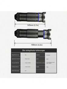 36X Telescope Mobile Phone Lens Photography Zoom Lens For Cell Phone Camera Mobile Microscope For Phone Lenses - 黑色 - 查看 6