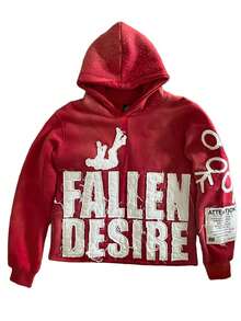 Letter Hoodie For Men Women, Graphic Hoodies For Men, Cute Hoodies, Y2k Hoodie, Streetwear Hoodies, Aesthetic Hoodies, Sweatshirt Jacket Fall Goth Grunge Hooded Tops Cool Clothes, Red Stylish Sweatshirt - 紅色 - 查看 7