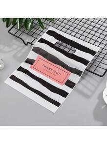 45 piezas Bolsas de regalo de plástico mini para empaquetado de joyería, bolsas de compras con asa, a rayas negras, para Halloween, Navidad