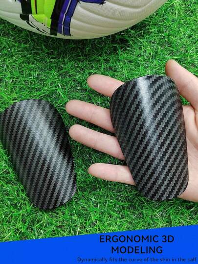 1 Pair Mini Thick Professional Carbon Fiber Pattern Shin Guards, Shock-Absorbing Padded Football Leg Pads, Suitable For Soccer Sports