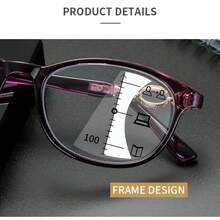 Elegant 3-In-1 Progressive Multi-Focal Reading Glasses For Ladies - Anti-Blue Light, +1.00 To +4.00 Diopters Increase, Adjustable Full-Frame Oval Design, Mixed Material Of PC And Polycarbonate, Fashionable And Durable, Suitable For Digital Screens And Reading, Multi-Functional Vision Assistance, Anti-Blue Light Lenses, High-Quality Lenses, For Office Workers Only - Red - View 9
