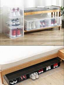 1 pieza Caja de zapatos transparente premium, caja de almacenamiento de plástico para zapatillas, caja de exhibición antioxidante para uso doméstico