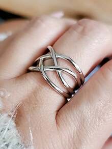 1 件复古波西米亚风格女士装饰戒指，适合婚礼、派对、节日、休闲装 - 銀色 - 查看 4