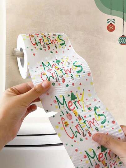 1 件圣诞卫生纸、彩色圣诞快乐图案卫生纸礼品、节日礼品、趣味纸巾、圣诞浴室装饰纸巾卷用品、浴室装饰趣味派对礼品