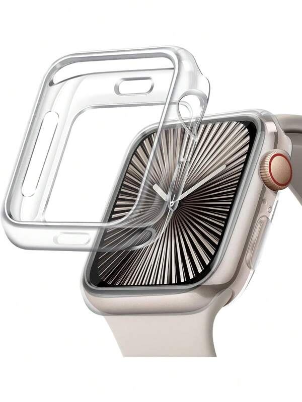 1 pezzo Custodia morbida e flessibile in TPU compatibile con Apple Watch Serie SE/10/9/8/7/6/5/4/3/2/1, leggera e traforata, protettiva antiscivolo e antigraffio, sottile e antiurto, paraurti lucido per Apple Watch 38/40/41/42/44/45/46mm, accessori per custodia di smartwatch intelligente, trasparente
