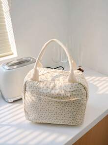 1 Piece Strawberry Corduroy Large Capacity Insulated Lunch Box Portable Lunch Tote Bag Lunch Bag Outdoor Picnic Essential Picnic Bag Food Storage Bag Portable Travel Picnic Bag Printed Pattern Insulated Lunch Bag Multi-Functional Lunch Bag Lunch Bag For Women Cooler Bag Lunch Box For School - Multicolor - View 6