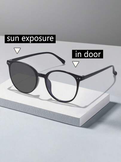 男女圆形复古塑料时尚眼镜，变色，室内外，驾驶钓鱼徒步骑行跑步高尔夫日常使用，适合夏季、海滩度假、户外运动、派对、自驾、钓鱼、骑行、购物和摄影配件