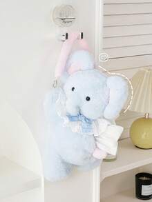 1pc Cute Pink Pig & Blue Elephant Tissue Box, Portable Plush Handheld Tissue Paper Holder, Cartoon Car/Home Decor Facial Tissue Box For Living Room, Bathroom, Coffee Table - Multicolor - View 15