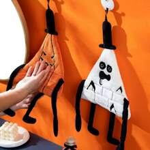 2 件万圣节卡通鬼手巾，珊瑚绒材质，吸水挂手巾，厨房清洁布，万圣节装饰手巾，适用于浴室、家居用品、浴室水槽毛巾、厨房浴室厨房装饰
