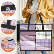 1/4 piezas Bolsas de almacenamiento de plástico transparente extra grandes de 40L con cremallera y asas reforzadas, adecuadas para guardar ropa, ropa de cama y suministros de mudanza - Multicolor - Ver 7