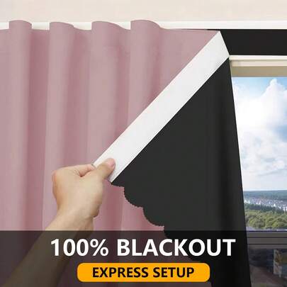 1pc Self-Adhesive Portable 100% Blackout Curtain, No Drilling Needed Sunshade Cloth Suitable For Windows, Doors, Bedrooms, Basements - Heat Insulation, Darkens Small Kitchen Room Curtains, All Seasons,Fall Decor,Autumn Decor,Room Decor