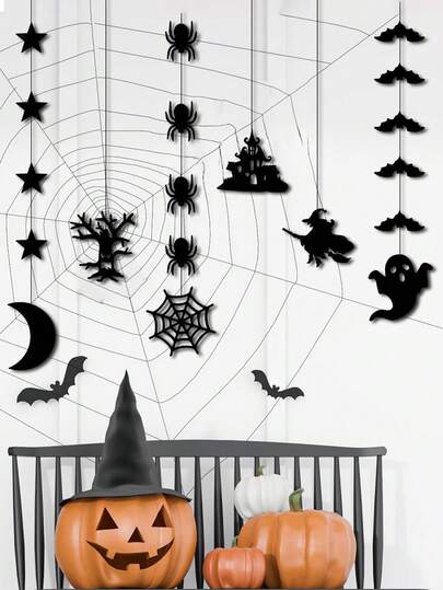 1 件万圣节挂饰，万圣节蜘蛛、女巫、鬼魂、蝙蝠饰品，派对气氛道具