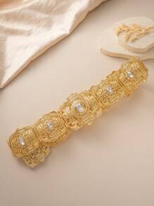 1pc Gold-Plated New Turkish Moroccan Kaftan Belt, Middle Eastern Arabic Women's Luxury Wedding Party Dress Chain, Fashion Waist Chain