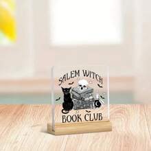 1 bucată, decorațiune vrăjitoare de Halloween WATCH BOOK CLUB Salem ornament magic misterios, ornament de birou în stil întunecat, element craniu cu poțiune de carte magică, ornament de colecție cu tematică vrăjitoare pentru prieteni, potrivit pentru R