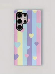 Stylish And Vibrant Heart Design Stripe 2-In-1 Protective Phone Case - Compatible With Galaxy S25/S25 Plus/S25 Ultra/S24/S24 Plus/S24 Ultra/S24 FE/S23/ S23+/S23 Ultra/S22/S22+/S22 Ultra/S21/S21+/S21 Ultra/S20 ULTRA/A71/A56/A55/A54/A53/A52/A34/A26/A15/A16/A14/A13/A06 And Phone17,17Air,17pro,17pro Max,16,16plus,16promax,15Plus,15Pro,15ProMax,14,14Plus,14Pro,14ProMax,13,13Pro,13ProMax,12,12Pro,12ProMax,11,11Pro,11Pro Max, Is A Thoughtful Birthday Gift For Your Girlfriend, Boyfriend And Friends. - 彩色 - 查看 5