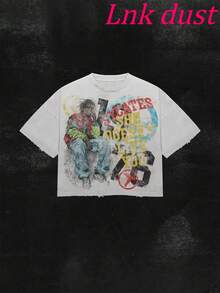 Bow For Life Y2K,180g 100% Pure Cotton Round Neck Comfortable Casual Men's T-Shirt - 白色 - 查看 2