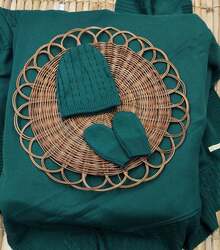 Complete Knit Maternity Outfit, Jumpsuit, Blanket, Hat And Gloves - 墨綠色 - 查看 2