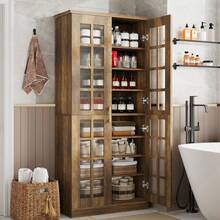 LITTLE TREE 68.9" Tall Storage Cabinet With Doors, Kitchen Pantry Cabinet With Adjustable Shelves, Kitchen Cupboard Food Pantry Floor Storage Cabinet For Living Room, Bathroom, Office, Rustic Brown - 質樸棕色 - 查看 5