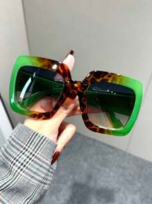 2025新款超大方形时尚眼镜，欧美风格方形墨镜 - 彩色 - 查看 10