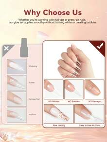 5/3/1 pieza 15g Pegamento de uñas súper fuerte para puntas de uñas, uñas acrílicas y uñas postizas. Pegamento de uñas de cepillo para uñas postizas de larga duración para uñas acrílicas, uñas postizas y puntas de uñas