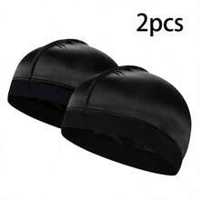 2 piezas Gorra de turbante de satén transpirable para hombres - E Running Fitness Headwear, A Gorro deportivo de diseño elástico - Negro - Ver 13