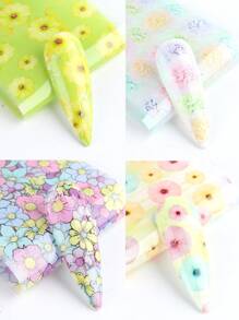 花卉指甲贴紫玫瑰蝴蝶美甲转印箔纸夏季指甲贴花DIY美甲设计一次性美甲用品柔和色彩装饰