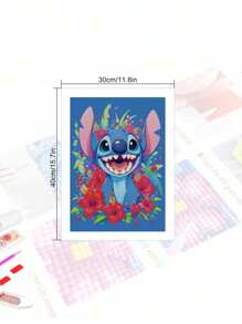 Disney Kit de pintura de diamantes 5D de DISNEY, Stitch, mosaico de diamantes redondos completos, pintura hecha a mano para decoración del hogar, adecuado para principiantes y adultos, regalo para amigos, familia, pareja en Halloween, Navidad, San Valentín, cumpleaños, Acción de Gracias