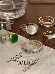 Set 6/9 buah Cincin Tebal Desain Ledakan Batu Permata Imitasi Bentuk Hati Berongga Asimetris, Lucu, Dapat Ditumpuk, Gaya Retro Elegan dan Modis, Cocok untuk Liburan, Pesta, Kencan, Pemakaian Sehari-hari, Juga Cocok Sebagai Hadiah - Gaya 10 - View 4
