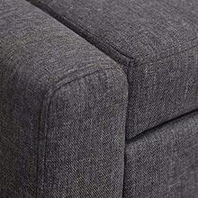 Bakaji Chest Pouf Container Footstool For Bedroom Bench Stool With Wooden Frame Fabric Upholstery Padded Opening Seat Dimensions: 110 X 40 X 40 Cm - Dark Grey - View 9