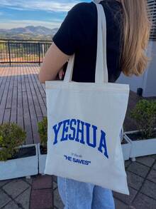 Ecobag "YESHUA HE SAVES" 100% Cotton - Màu be - Xem 5