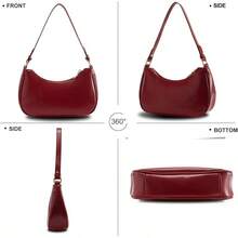Shoulder Bag For Women Y2K  Hobo Handbags Purse Vegan Leather Clutch Handbag With 2 Adjustable Removable Straps - 紅色 - 查看 4