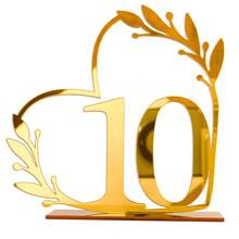 Gold Openwork Heart Table Numbers 1/20Pcs 10x10cm Thickened Base Insertable Number Cards Acrylic No Assembly Required Romantic Luxury Reusable Easy Install DIY For Wedding Anniversary Baby Shower Graduation Wedding Favor Table Centerpiece Home Decor - Multicolor - View 15
