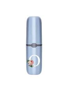 1pc Printed Rose Letter A-Z Blue Portable Toothbrush Holder, Keep Your Toothbrush Clean And Anytime, Anywhere! Travel Toothbrush Storage Box, Portable Toothbrush Cup Sleeve, Multi-Functional Toothbrush Cup, Travel Wash Cup, Toothbrush And Toiletries Storage Set, Suitable For Travel, Camping, Business Trip, School, Dorm Storage, Student Gift, Family Gift. - Blue - View 34