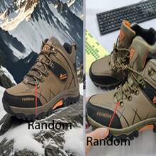 高帮男士登山靴，户外耐磨防滑防水徒步运动鞋，男士优质品牌原创时尚休闲徒步鞋 - 棕色 - 查看 7