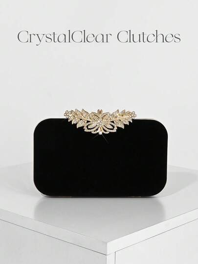 1 件黑色天鹅绒手拿包，优雅、精致、安静奢华闪闪发光，奢华晚宴包，闪闪发光的水晶装饰手提包，女士水钻手拿包适合派对女孩、女士、新娘，非常适合派对、婚礼、舞会、晚宴/宴会、搭配，非常适合婚纱、女士礼服、舞会礼服、生日礼服