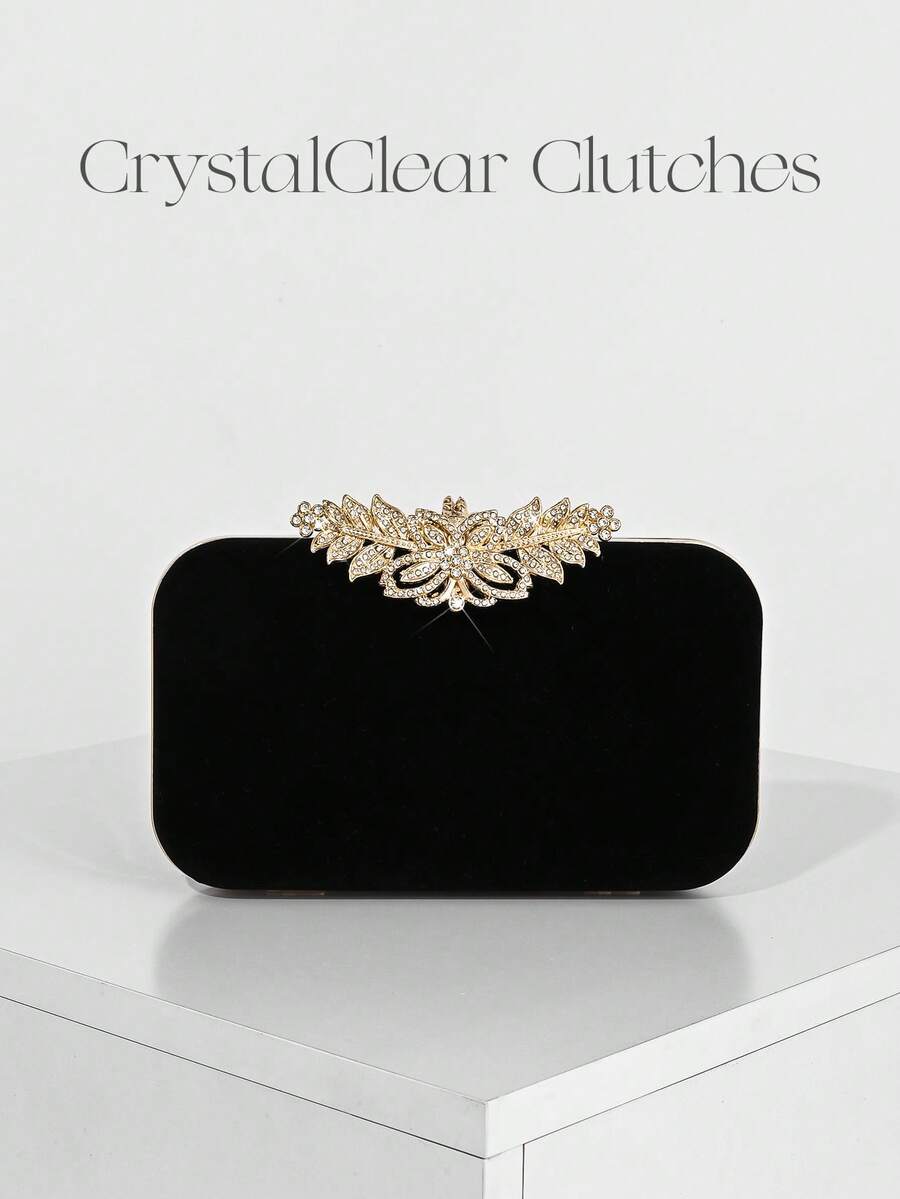 1 件黑色天鹅绒手拿包，优雅、精致、安静奢华闪闪发光，奢华晚宴包，闪闪发光的水晶装饰手提包，女士水钻手拿包适合派对女孩、女士、新娘，非常适合派对、婚礼、舞会、晚宴/宴会、搭配，非常适合婚纱、女士礼服、舞会礼服、生日礼服 - 黑色 - 查看 1