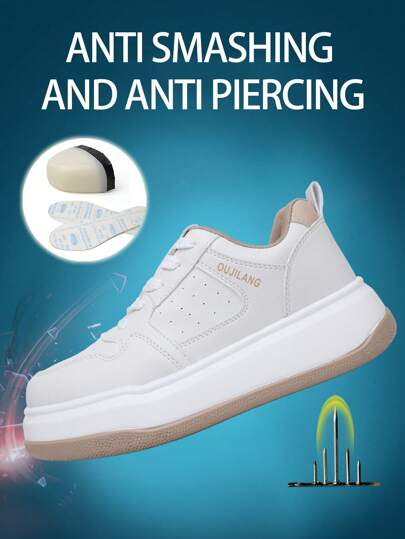 Nuovi stivali di sicurezza sportivi alla moda, scarpe di sicurezza ultra-leggere con rialzo, scarpe morbide e resistenti all'usura, confortevoli per le donne; isolate, traspiranti, resistenti agli urti e alla perforazione, scarpe da lavoro per donne.