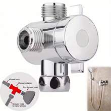 1pc American Style ABS Shower Head Diverter - Silver, Bathroom 3-Way Diverter Valve - ABS Material, Faucet Top Spray Shower Arm 3-Way Splitter Diverter - Silver - View 7
